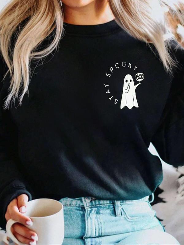 Women's Letter Graphic Print Round Neck Sweatshirt, Comfort Fitted Tops, Fall Clothes, Casual Longsleeves Crewneck Sweatshirt Pullover For Fall, Sweatshirt for Women, Women's Clothes For Daily Wear, Womenswear, 90s Clothes