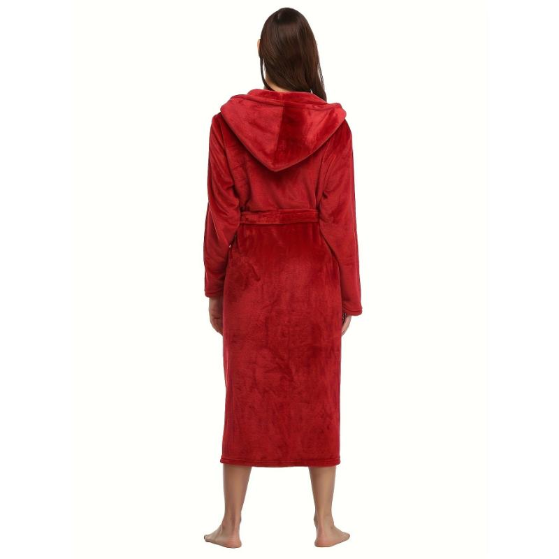 Elegant & Cozy Women's Hooded Robe - Durable Knit, Belt & Pockets, Perfect for Fall Winter Nights