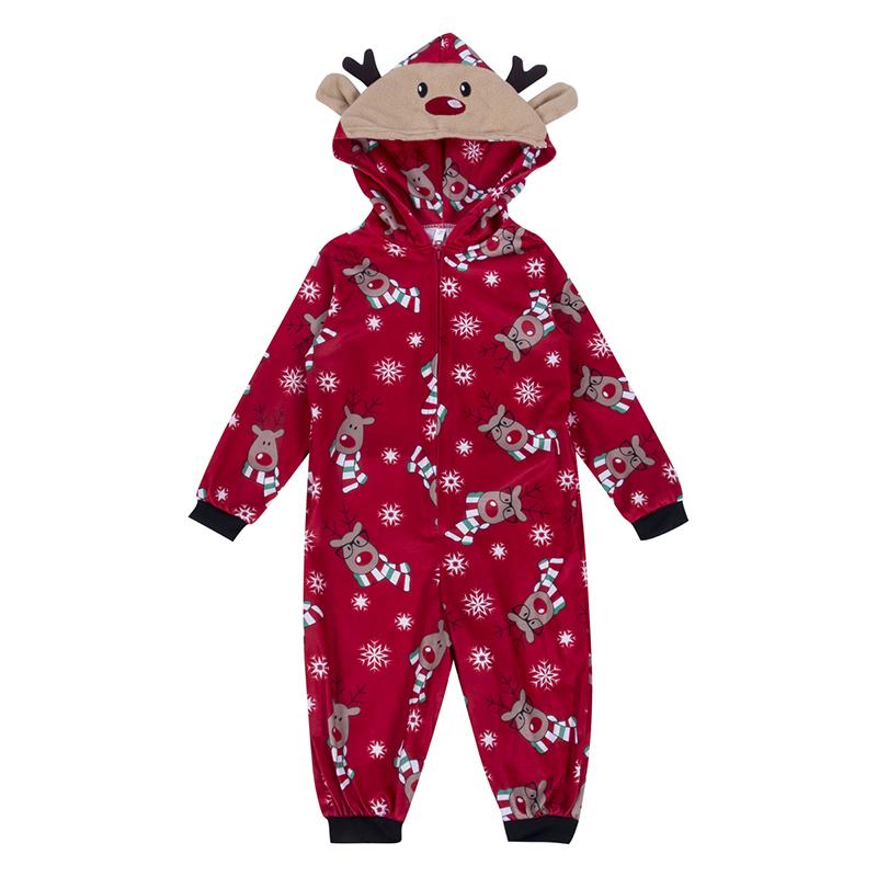 Christmas Family Matching Jumpsuit Pajamas,  Mom Dad Kids Deer Hoodie Romper Womenswear Baby