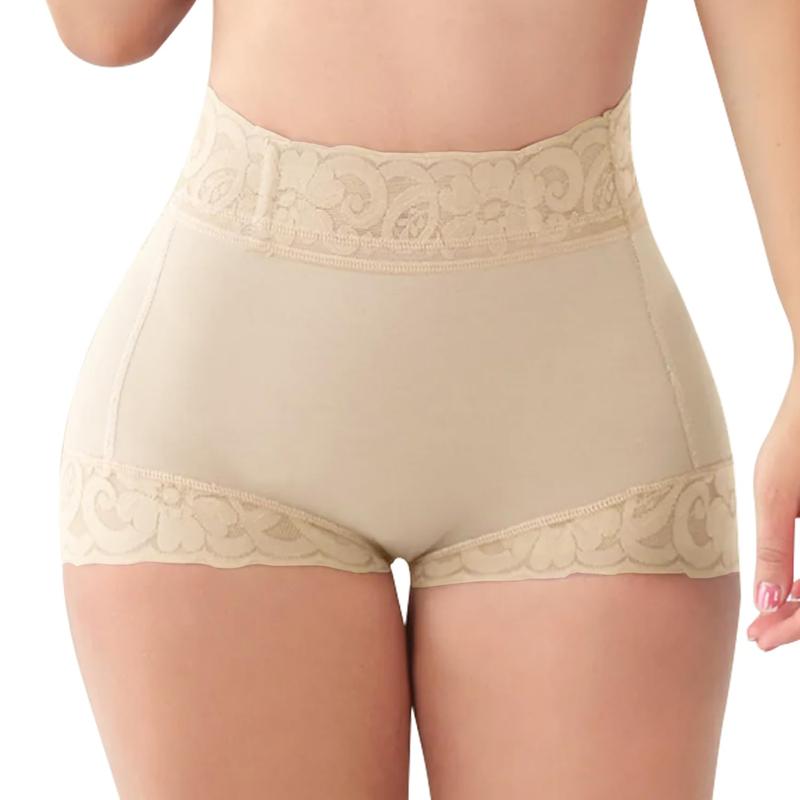 [Christmas Deals] Women's Plain Contrast Lace High Waist Compression Shapewear Panty Shorts, Waist Trainer Womenswear Comfy Tummy Control Butt Lift Shaper Clothes Panties