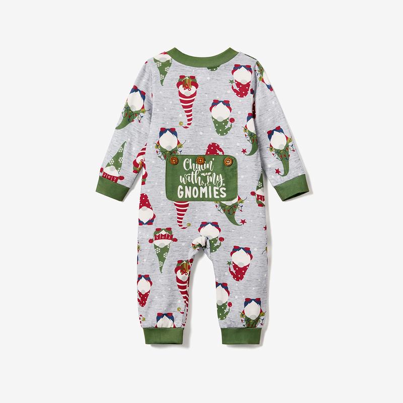 PatPat Christmas Family Matching Gnome All-over Print Long-sleeve Romper Pajamas Sets