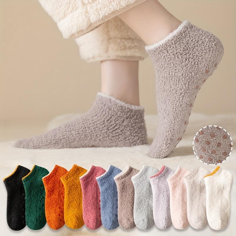 4 Pairs Solid Fuzzy Socks - Ultra Thick, Warm, Soft, Fluffy, and Cozy Ankle Socks for Fall and Winter, Perfect for Women's Stockings and Hosiery Needs