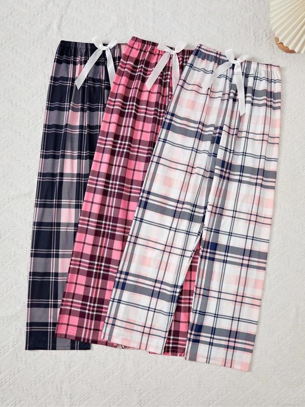 Women's Plaid Print Drawstring Waist Pajama Pants, Casual Comfy Trousers for Daily Wear, Ladies Sleepwear for All Seasons