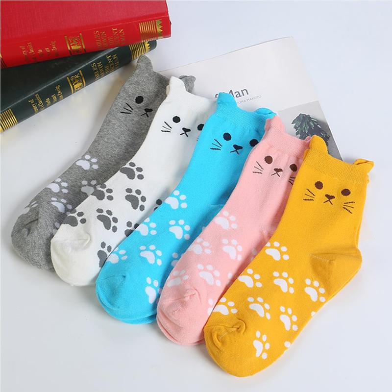 Cat Socks for Women, 3 Pairs Cat Paw Print Socks for Women, Fun Novelty Socks with Cat  Design,Cute  Prints