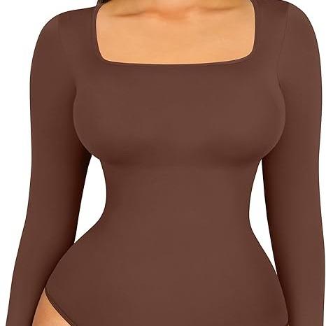 FeelinGirl Long Sleeve Bodysuit for Women Mock Turtle Neck Body Suits Zip Up Design Black Tummy Control Bodysuit Shirts Womenswear Collar Elegant Nylon Comfort