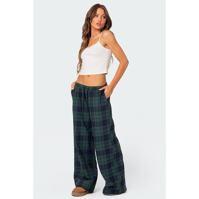 Lounge Around Plaid Wide Leg Pants