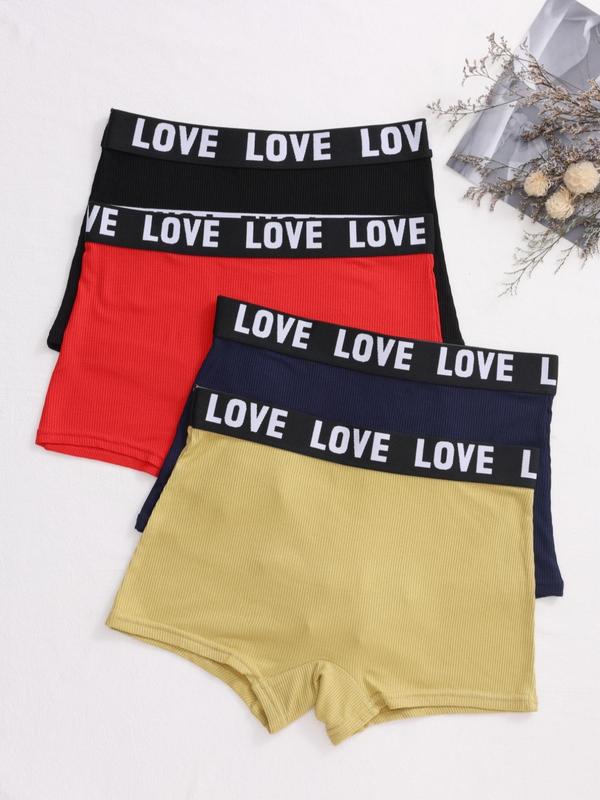 Women's Letter Tape Boyshort Knicker, Soft Breathable Seamless Panty,  Underwear for Women, Summer Clothes, Comfortable Women's Underwear for Daily Wear