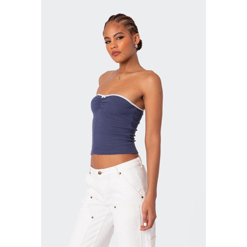 Kacey Strapless Waffle Top