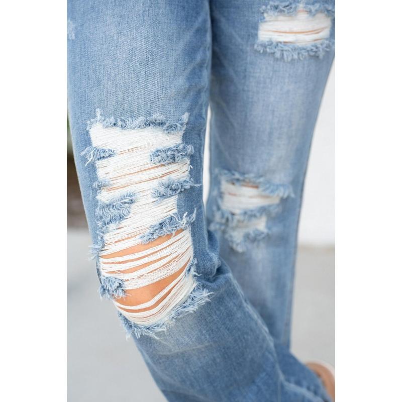 Judy Blue Keep Holding On High Rise Distressed Frayed Hem Bootcut Jeans