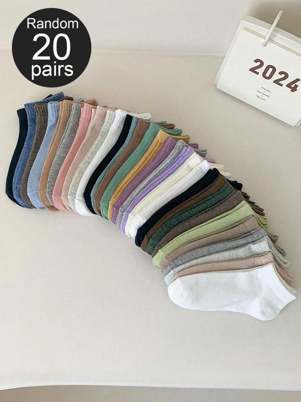 Random Women's Solid Ankle Socks, Low Cut Comfy Breathable Socks for Women, Multipack Knit Socks for Daily Wear, Comfort Basic Womenswear, Minimalist Women's Socks