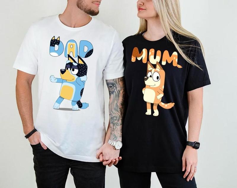 Retro Bluey Family T-Shirt DRG, Bluey Mom T-Shirt DRG,  Bluey Dad T-Shirt, Bluey Father's Day T-Shirt, Bluey Dad T-Shirt DRG, Bluey Mothers Day T-Shirt