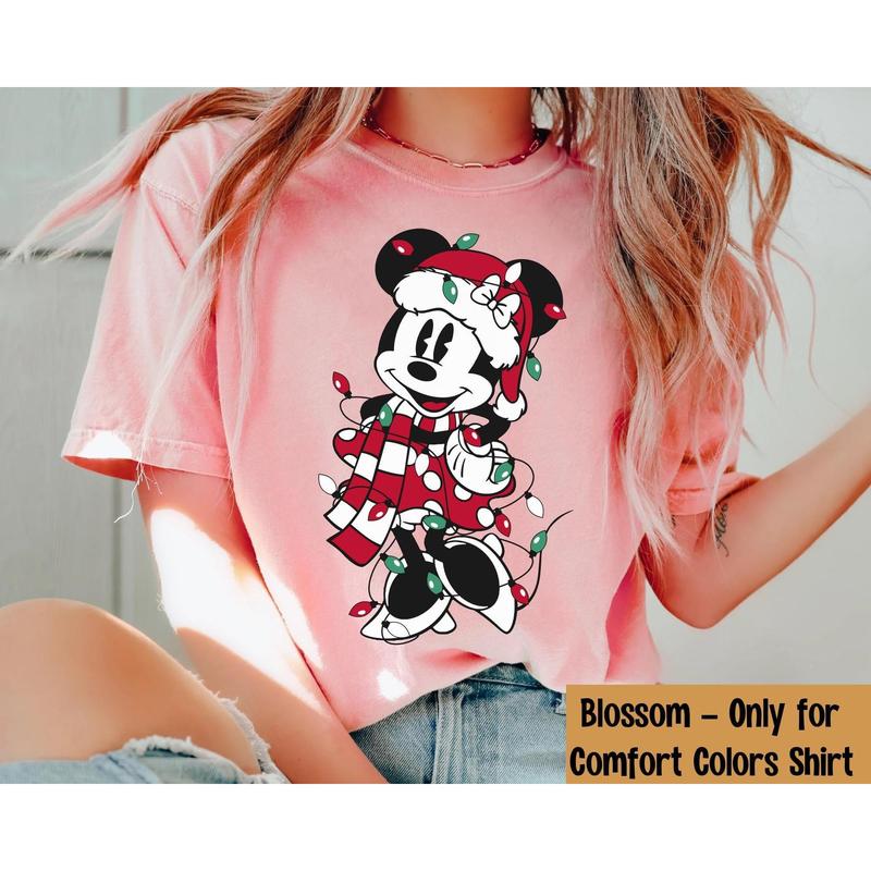 Mickkey Minniie Mouse Christmas Lights T-shirt, Very Merry Christmas Party, Holiday Couple Matching Shirts CTG29