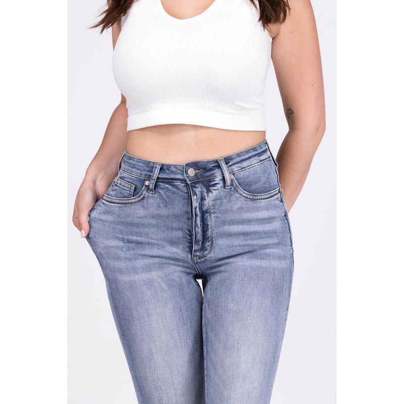 The Magnolia from Judy Blue: High-Rise Tummy Control Flare Denim