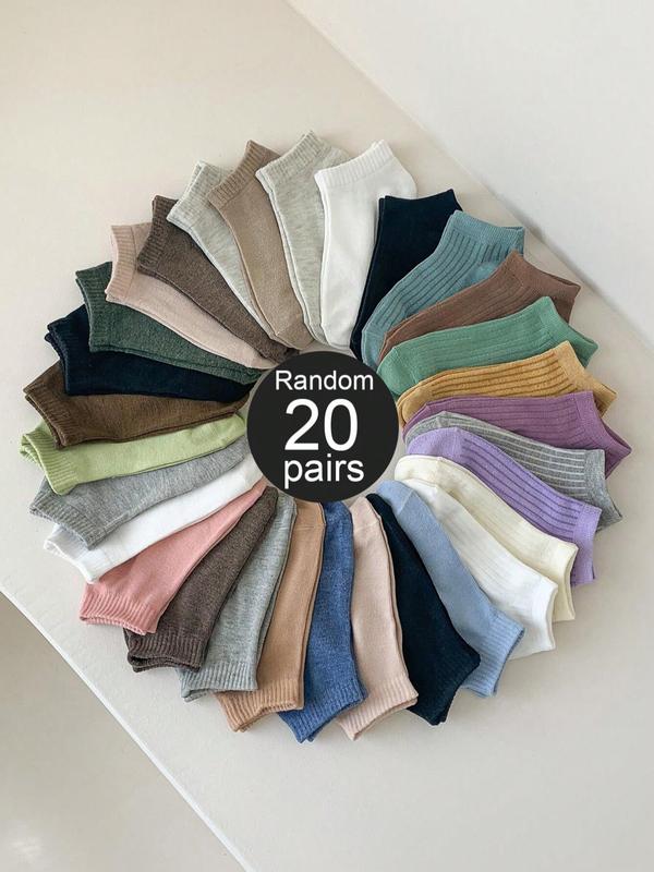 Random Women's Solid Ankle Socks, Low Cut Comfy Breathable Socks for Women, Multipack Knit Socks for Daily Wear, Comfort Basic Womenswear, Minimalist Women's Socks