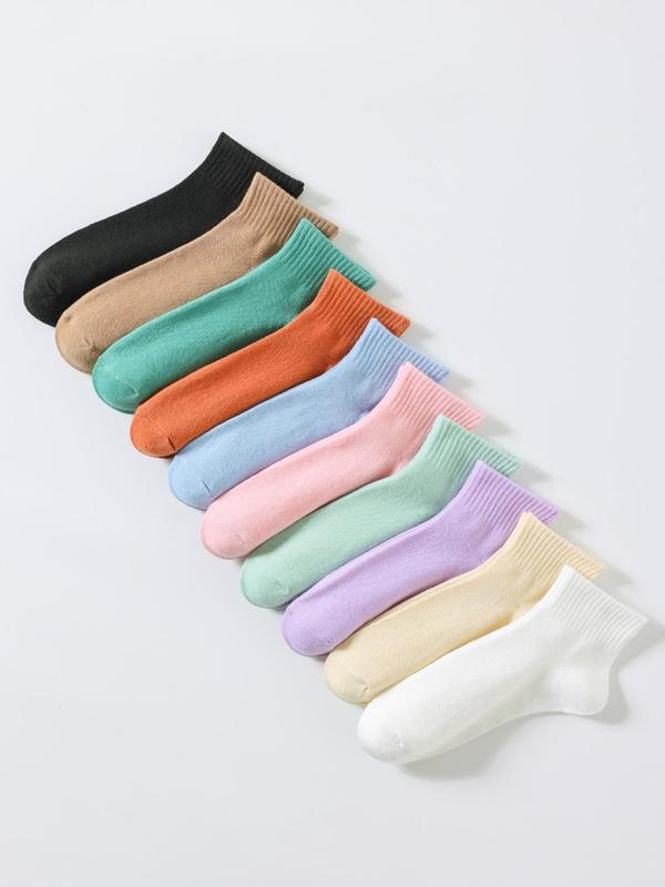 Women's 10 Pairs Multicolor Crew Socks, Casual Moisture Wicking Socks, Soft Comfy Breathable Socks for All Seasons Daily Wear