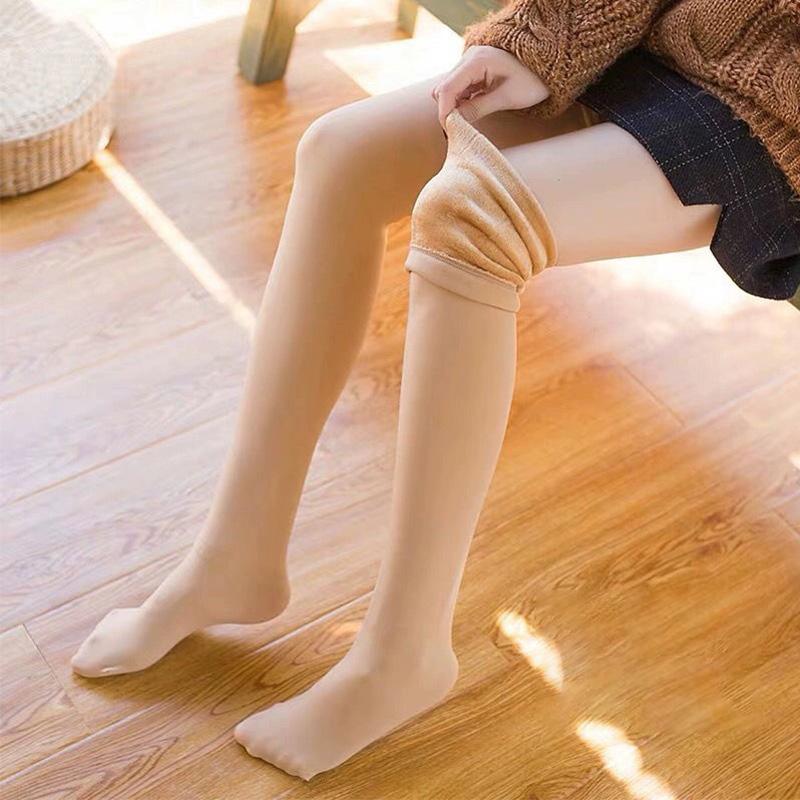 40 60cm Winter Velvet Stockings Women Lolita Warm Thicken Plush Long Socks Soft Thigh High Over Knee Socks Compression LegingsFleece Lined Sheer Winter Tights