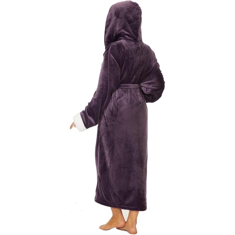 Plush Robes For Women, Fleece Fuzzy Womens Robe,Soft Warm Women's Bathrobe with Hood for Bath Spa Shower House