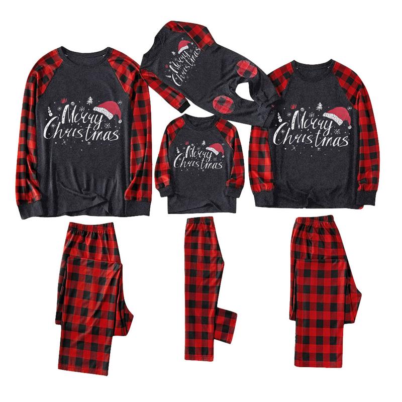 Family Christmas Matching Pajamas Set Red Plaid Adults Baby Long Sleeve Party Loungewear