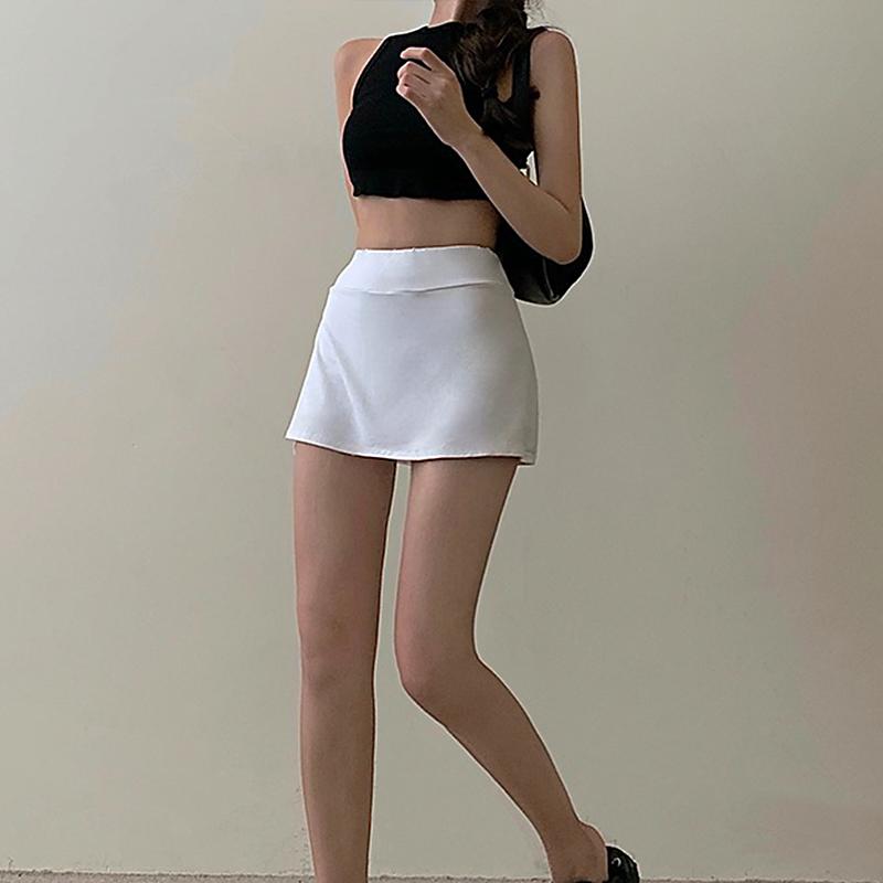 Gorgeous Women's Tennis Mini Skirt: Solid - color High - waist Wrap Miniskirt with Lining Shorts for Girls Casual Fabric