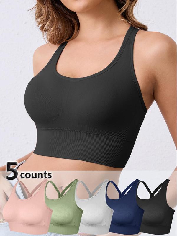 Women's Solid Wireless Push Up Bra, Buckle Back Removable Padded Bra, Soft Comfortable Breathable Lingerie for Daily Wear