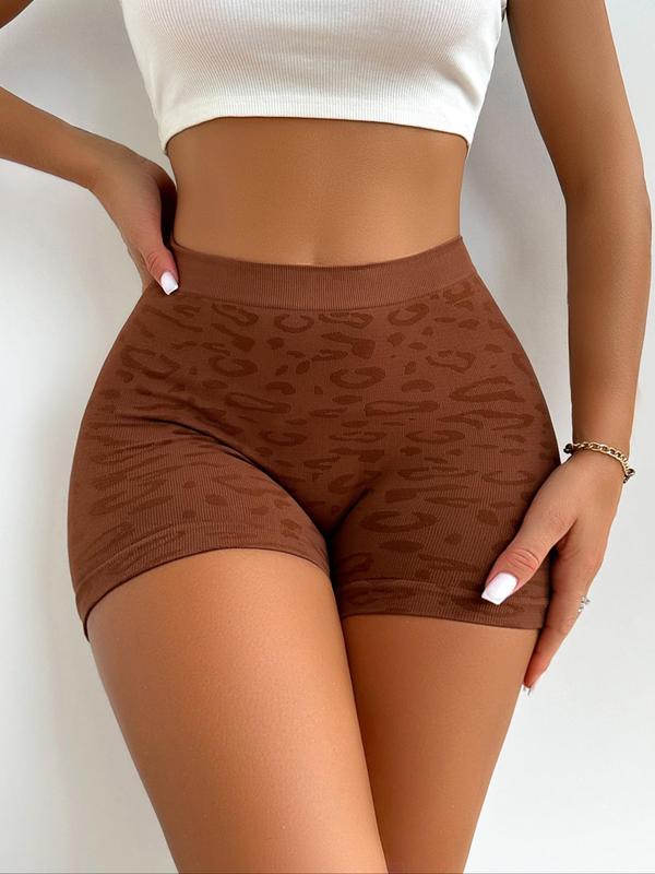 Women's Leopard Print Seamless Knicker, Breathable Comfy High Waist Boxer Brief for Daily Wear, Women's Underwear for All Seasons, Fall Wear, Earthtone Fallfreshness