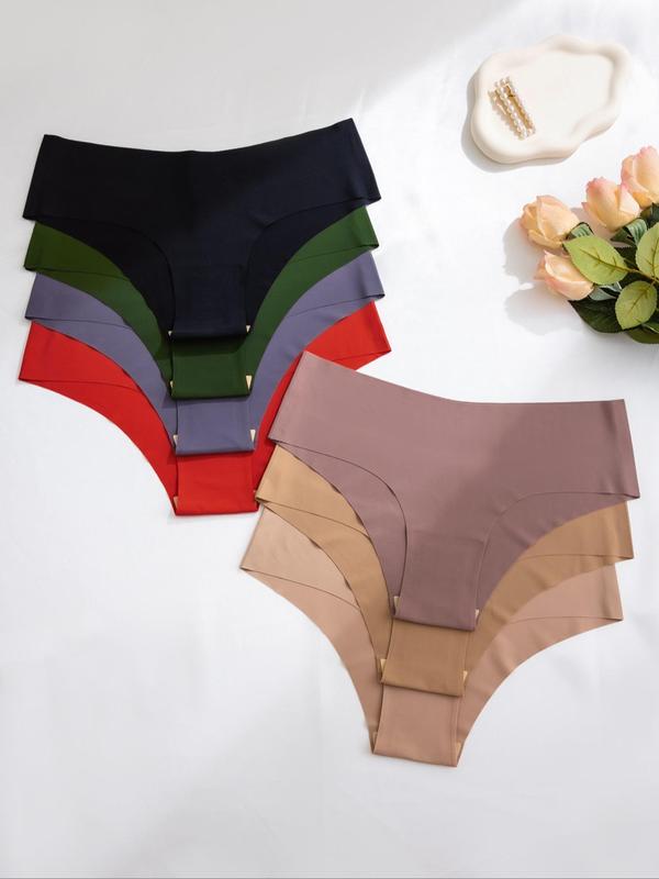 Women's Solid Color Seamless Knicker, Casual Breathable Comfortable Panty for Daily Wear, Underwear for All Seasons