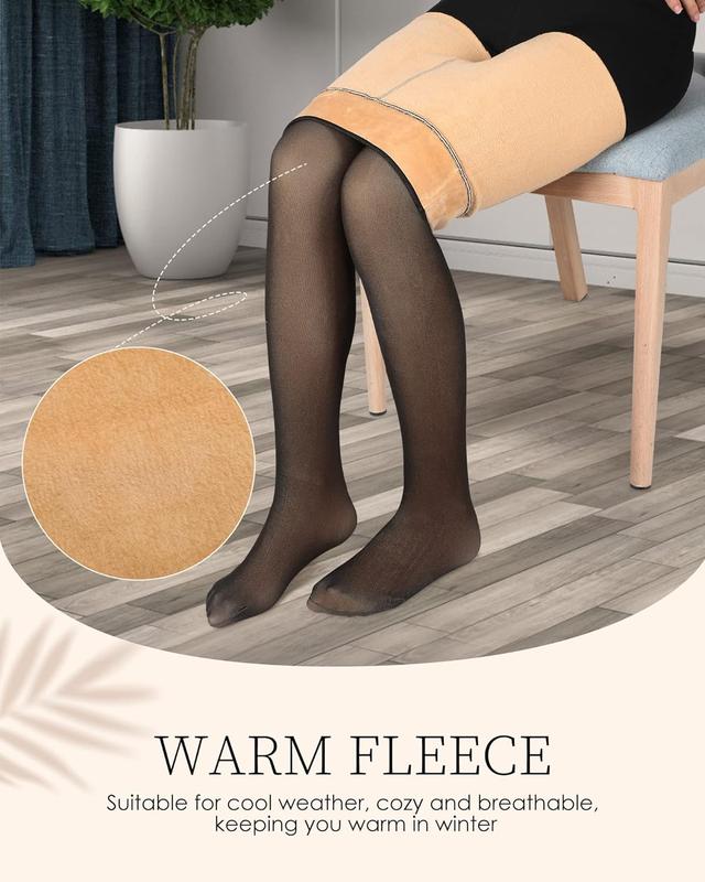 4 Pairs Fleece Lined Tights Women Fleece Lined Leggings Translucent Winter Sheer Tights Warm Pantyhose for Women