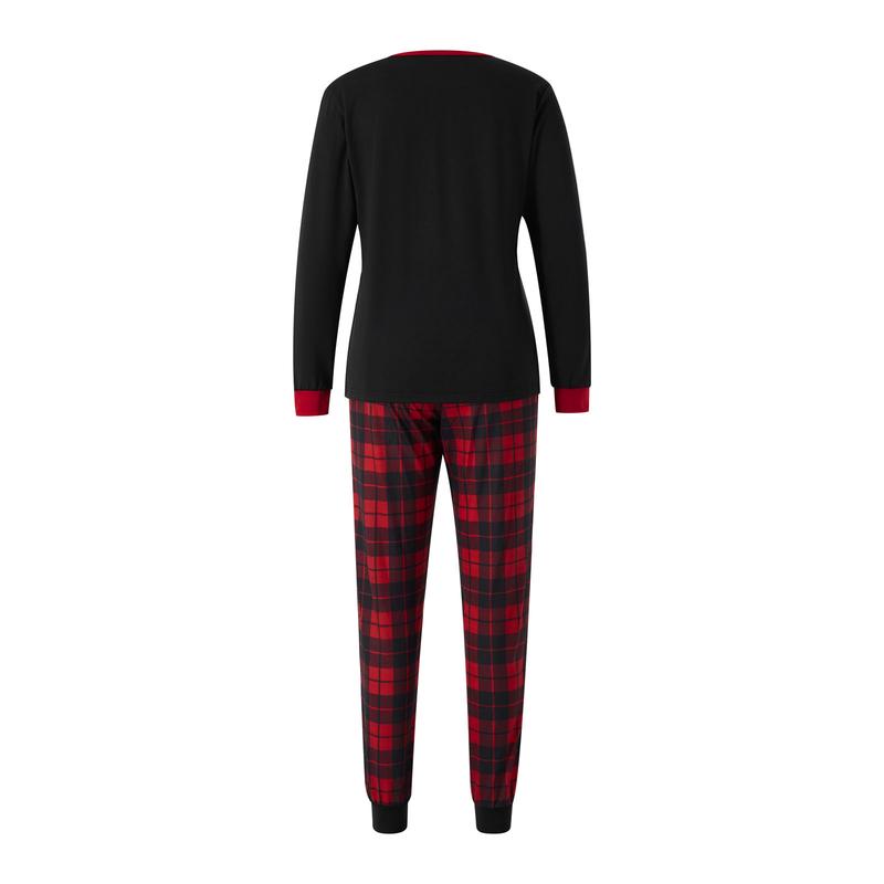 2024 New Xmas Pj's Clothes Christmas Family Pajamas Matching Set Elk Print Long Sleeve Tops and Stretch Plaid Pants Sleepwear Soft Nightwear Homewear Loungewear