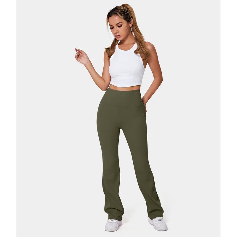 Halara High Waisted Back Pocket Plain Slight Flare Leggings