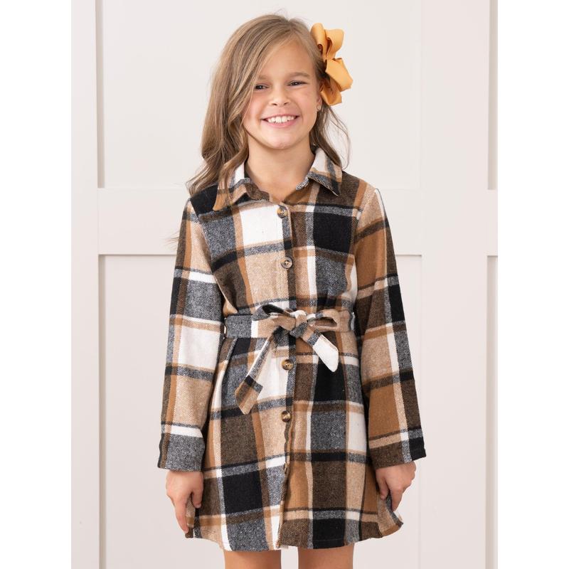 Mom & Me Brown & Black Plaid Flannel Dress