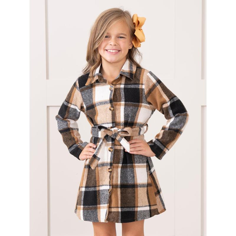 Mom & Me Brown & Black Plaid Flannel Dress