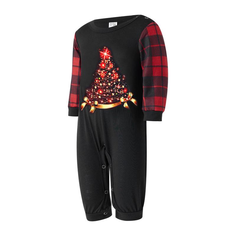 2024 New Xmas Pj's Clothes Christmas Family Pajamas Matching Set Elk Print Long Sleeve Tops and Stretch Plaid Pants Sleepwear Soft Nightwear Homewear Loungewear