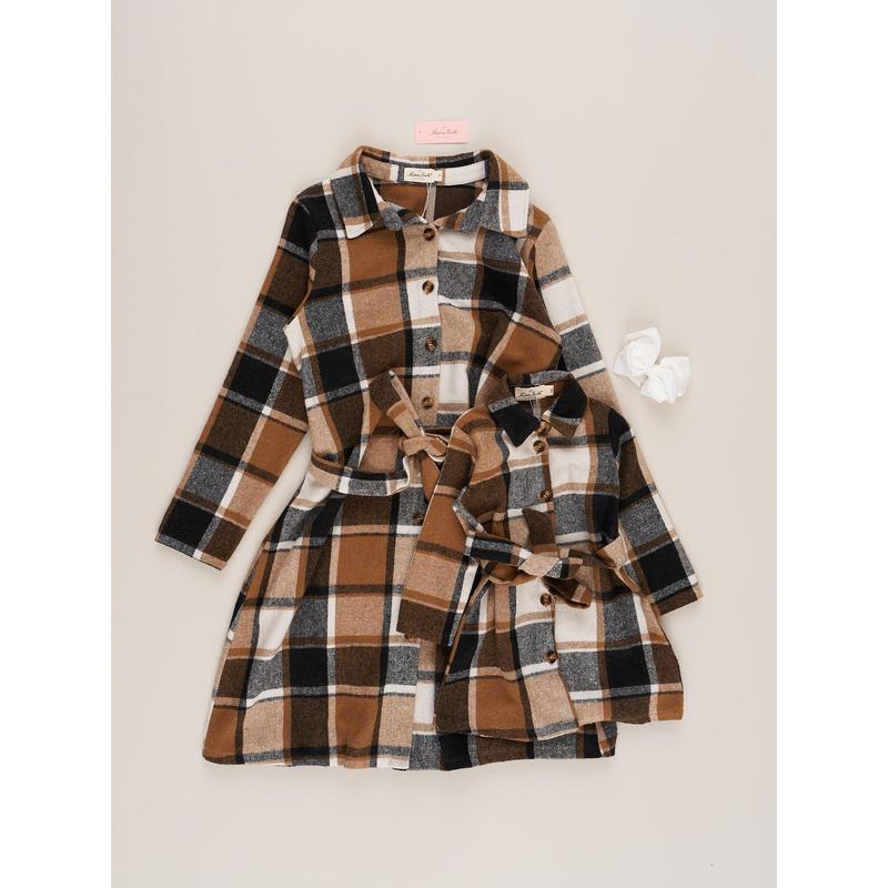 Mom & Me Brown & Black Plaid Flannel Dress