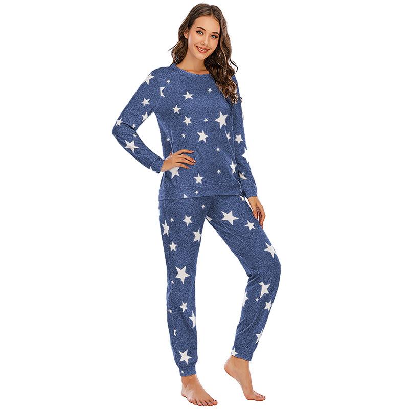 Women's Autumn and Winter Pajamas Five-Pointed Star Casual Ladies Long Sleeve Ladies' Homewear