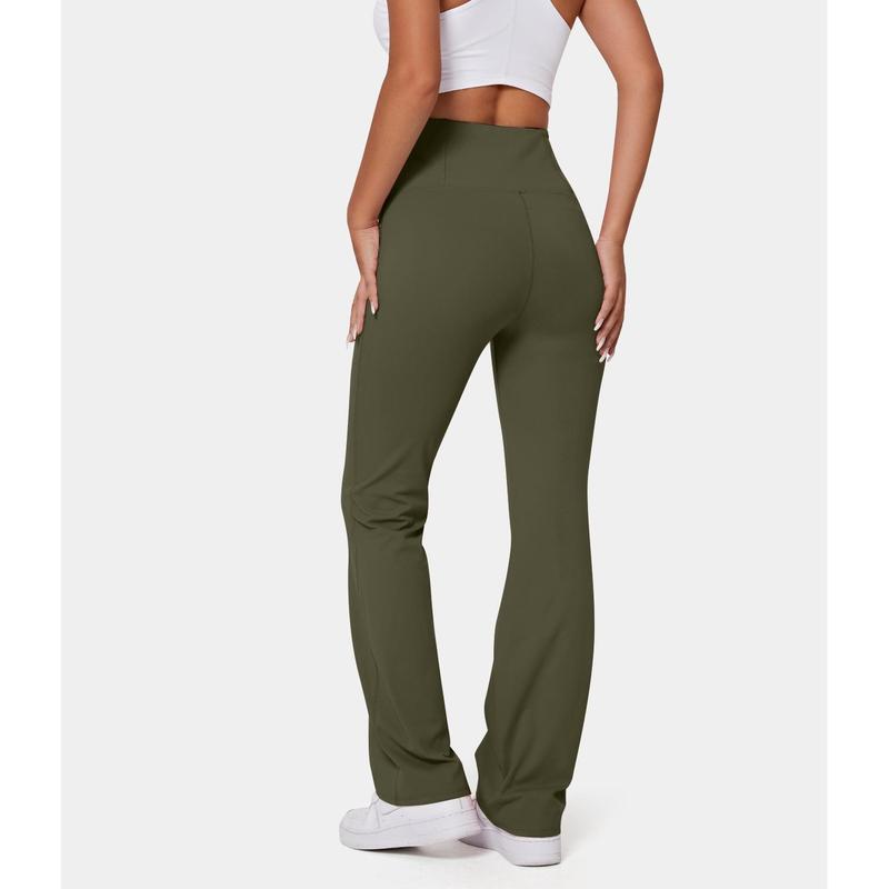 Halara High Waisted Back Pocket Plain Slight Flare Leggings